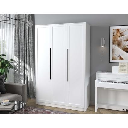 Шкаф распашной Тренд КТ-Ш3 (Белый платинум ЛДСП/ Белый ЛМДФ) Ш1360 В2128 Г547